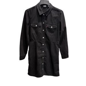 Levi's Ellie Denim Black Button-Up Shirt Dress Size Large
